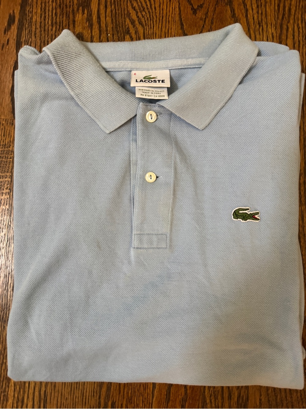 Lacoste Men's Light Blue Pique Polo Shirt